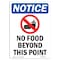 Signmission OSHA Notice Sign, 5" Height, No Food Beyond This Point Sign With Symbol, Portrait OS-NS-D-35-V-14560 - alternate 1